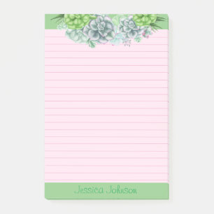 Beautiful Succulents Lovers Personalized Lined Post-it Notes