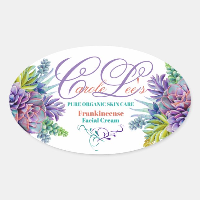 Beautiful Succulents Organic Skin Care Stickers (Front)