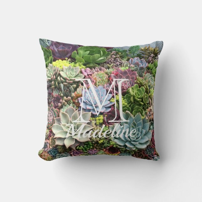 Beautiful Succulents Throw Pillow (Front)