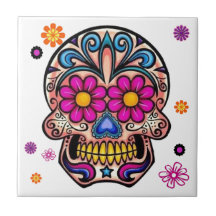 Beautiful Sugar Skull Tile