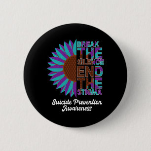 Beautiful Suicide Prevention Awareness Sunflower W 2 Inch Round Button