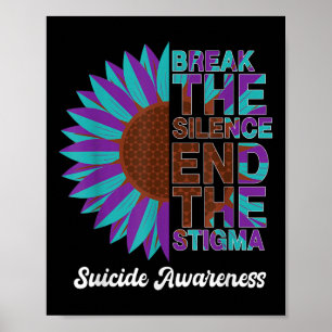 Beautiful Suicide Prevention Awareness Sunflower W Poster