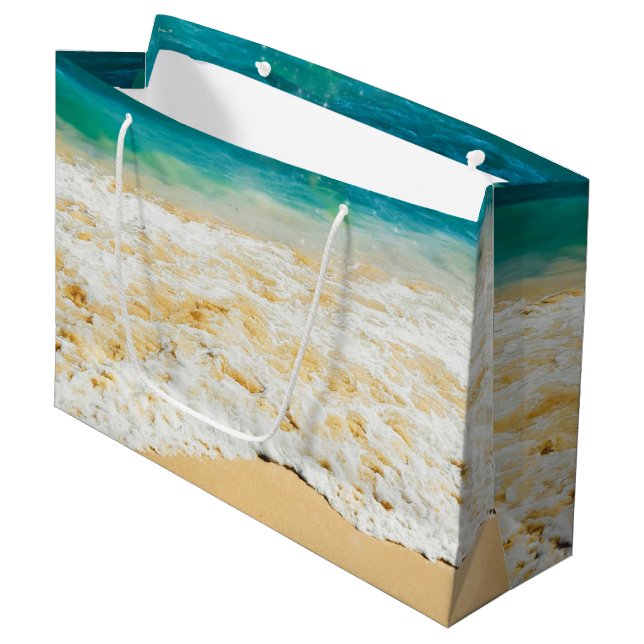 Beautiful Summer Beach Sunset Photo Large Gift Bag (Front Angled)