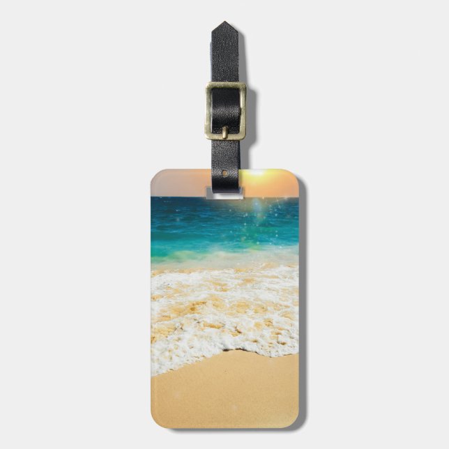 Beautiful Summer Beach Sunset Photo Luggage Tag (Front Vertical)