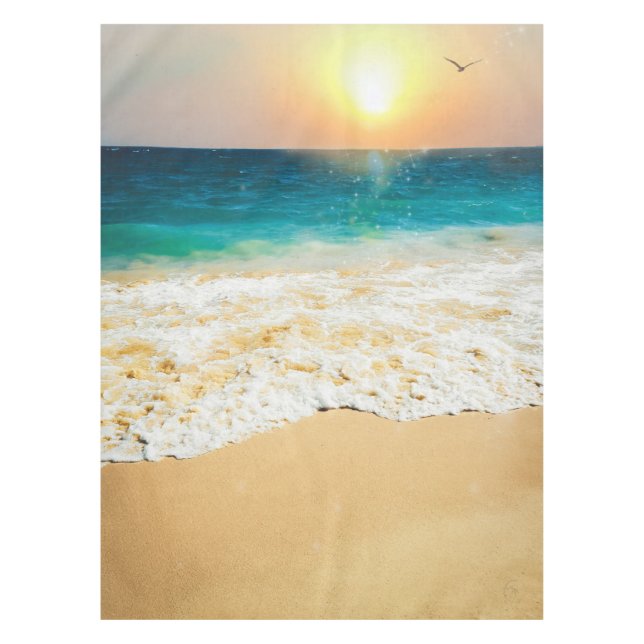 Beautiful Summer Beach Sunset Photo Tablecloth (Front)