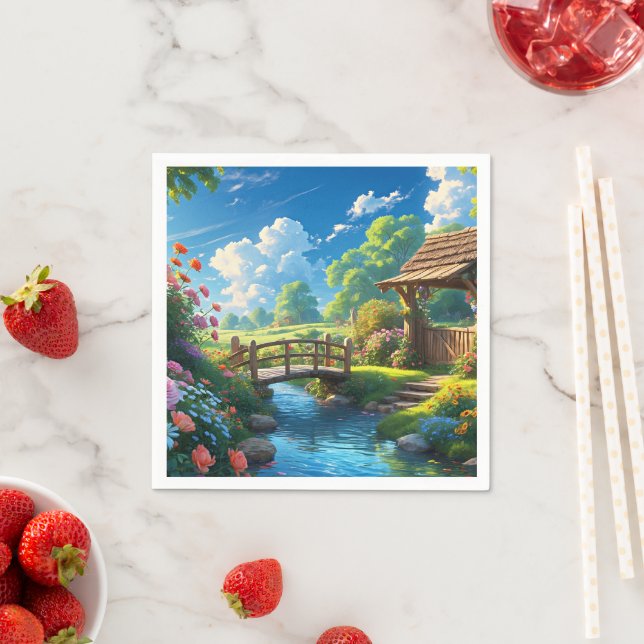 Beautiful Summer, colourful illustration, Napkin (Insitu)