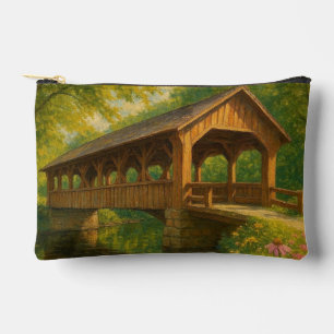 Beautiful summer covered bridge art accessory pouch