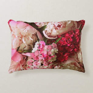 Beautiful summer flowers. Bouquet of pink peony an Accent Pillow