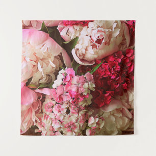Beautiful summer flowers. Bouquet of pink peony an Tapestry