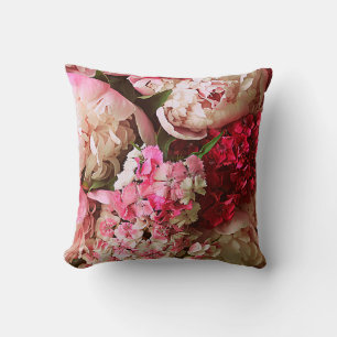 Beautiful summer flowers. Bouquet of pink peony an Throw Pillow