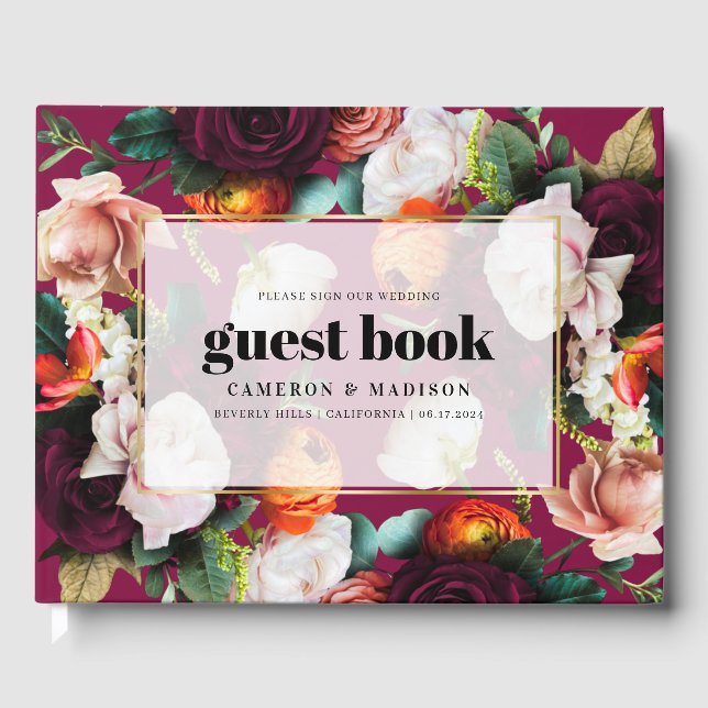 Beautiful Summer Flowers Wedding Guest Book (Front)