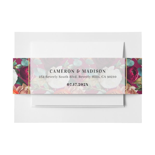 Beautiful Summer Flowers Wedding Invitation Belly Band (Front Example)