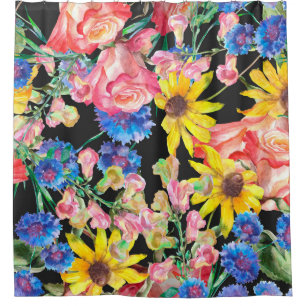 Beautiful Summer flowers with roses. Floral seamle