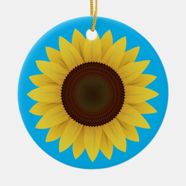 Beautiful Summer Sunflower Ceramic Ornament (Front)