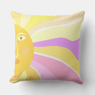 beautiful sun abstract painting throw pillow