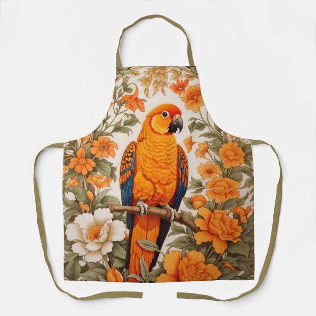 Beautiful Sun Conure William Morris Inspired Apron (Front)