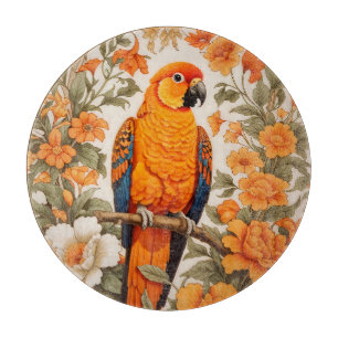 Beautiful Sun Conure William Morris Inspired Cutting Board