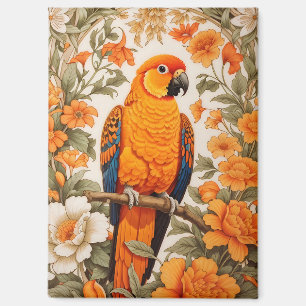 Beautiful Sun Conure William Morris Inspired Magnet