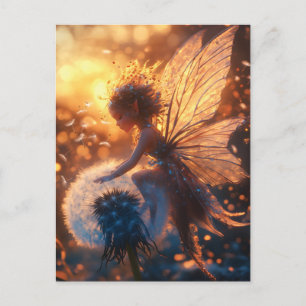 Beautiful Sun Fairy with Dandelion Holiday Postcard