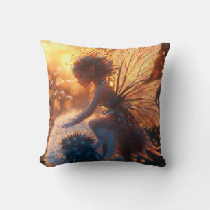 Beautiful Sun Fairy with Dandelion Throw Pillow