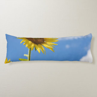 beautiful sun flowers with cloudy blue sky body pillow