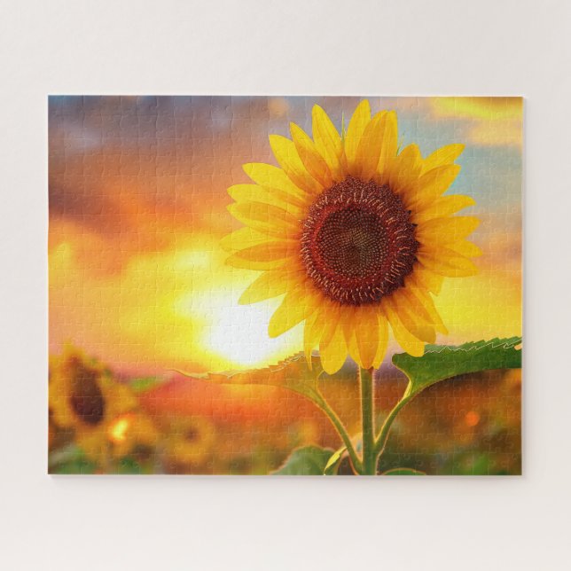 beautiful sunflower at sunset jigsaw puzzle (Horizontal)