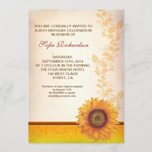 beautiful sunflower blossom birthday invitations