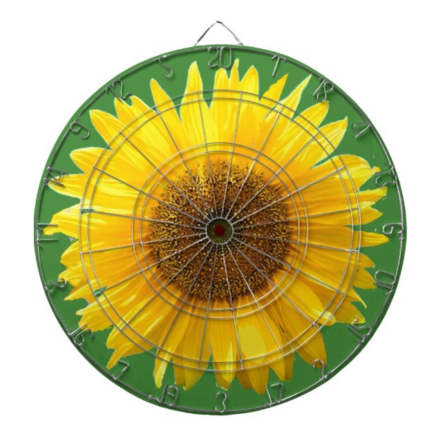 Beautiful Sunflower on Green Dartboard (Front)