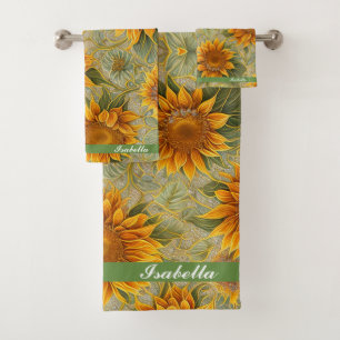 Beautiful Sunflower Popular Collection Bath Towel Set