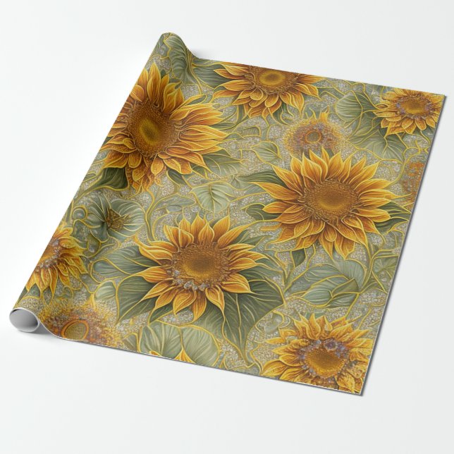 Beautiful Sunflower Popular Collection Wrapping Paper (Unrolled)