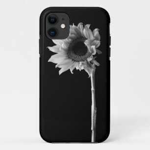 Beautiful Sunflower Portrait in Black and White iPhone 11 Case