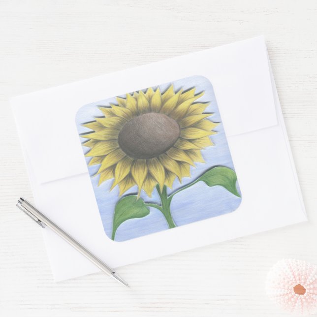 Beautiful Sunflower Square Sticker (Envelope)