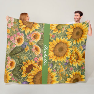 Beautiful Sunflower Trendy Collection Fleece Blanket