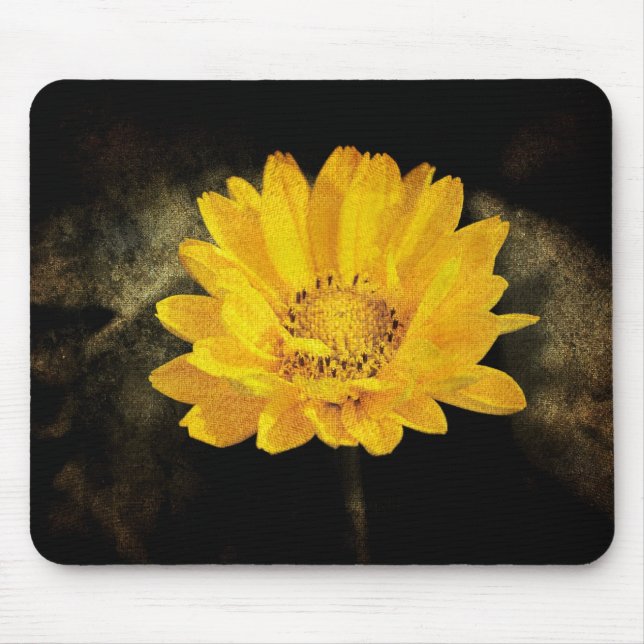 Beautiful Sunflower with Dark Brown Background Mouse Pad (Front)