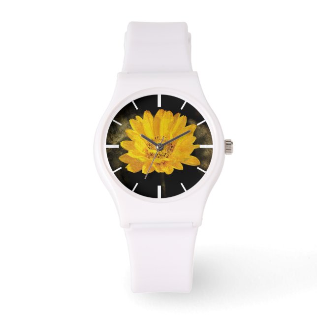Beautiful Sunflower with Dark Brown Background Watch (Front)