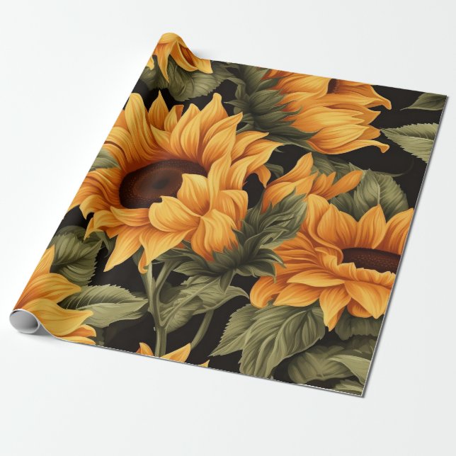 Beautiful Sunflower Wrapping Paper (Unrolled)