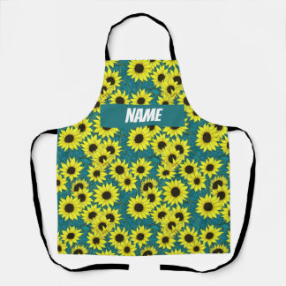 Beautiful sunflowers apron with customizable name