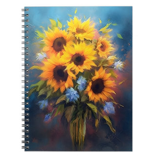 Beautiful Sunflowers Bouquet Elegant Botanical  Notebook