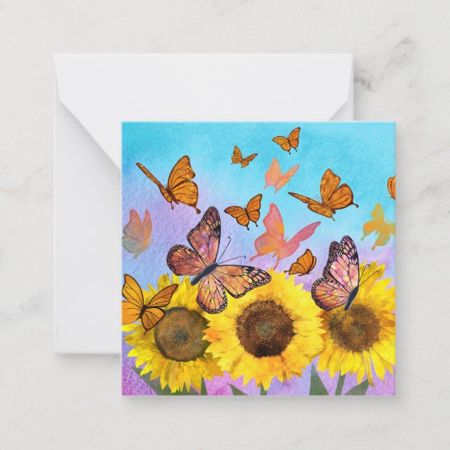 Beautiful Sunflowers Butterflies Flower Garden Card (Front)