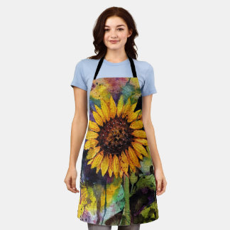 Beautiful Sunflowers In Watercolor  Apron