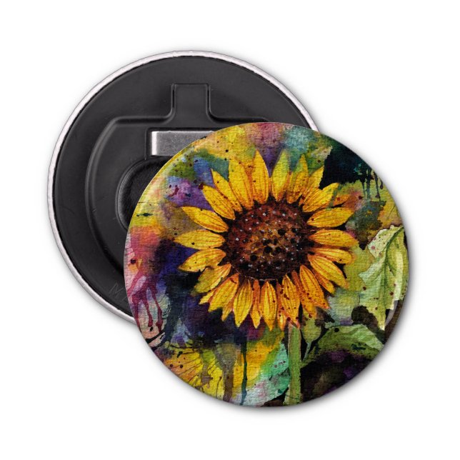 Beautiful Sunflowers In Watercolor Bottle Opener (Front)