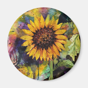 Beautiful Sunflowers In Watercolor Magnet