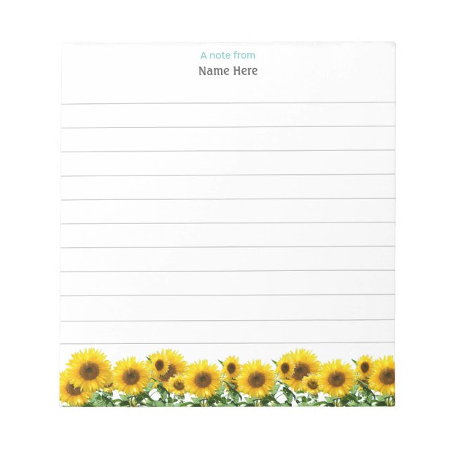 Beautiful Sunflowers Lined Notepad (Front)