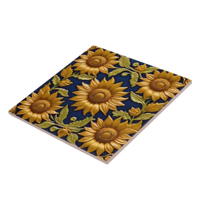 Beautiful Sunflowers Modern Collection Tile (Side)