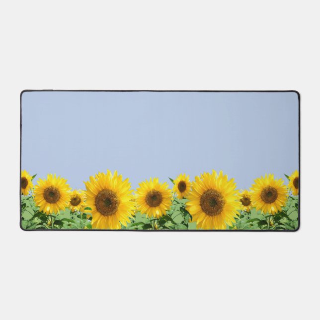 Beautiful Sunflowers on Sky Blue Desk Mat (Front)