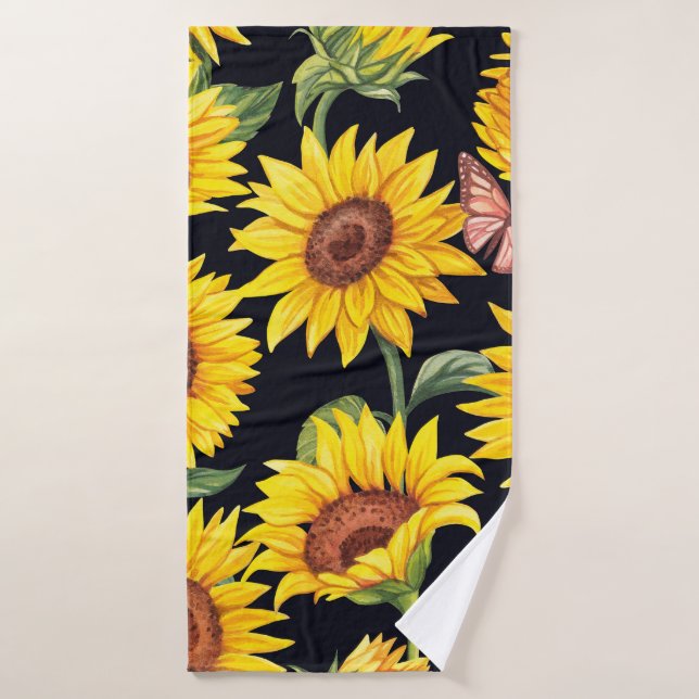 Beautiful Sunflowers pattern Bath Towel (Bath Towel)