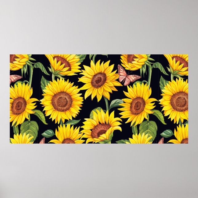 Beautiful Sunflowers pattern Poster (Front)