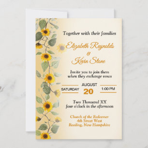 Beautiful Sunflowers Wedding Invitation