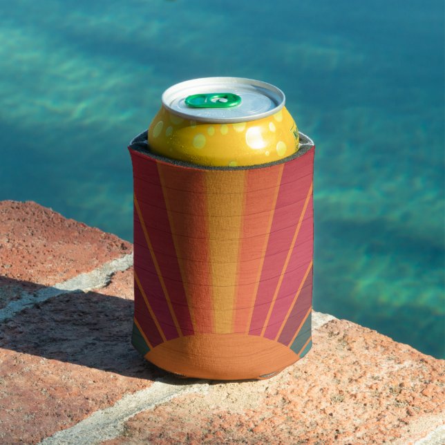 Beautiful Sunny Sun Rays Southwestern Folk Art Can Cooler (In Situ Pool)