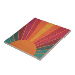 Beautiful Sunny Sun Rays Southwestern Folk Art Tile<br><div class="desc">Ceramic Tile printed with a Beautiful Sunny Sun Rays Southwestern Folk Art graphic design illustration by TheFabricSeal at Zazzle #ZazzleMade https://www.zazzle.com/store/thefabricseal This artistic artwork brings bold energy to our line of Zazzle products with colorful boho folk art styling, tribal geometric themed drawing and vibrant earth tone inspired colors of the...</div>